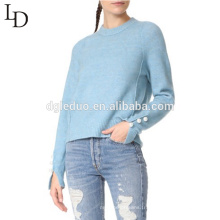 Nouvelle conception fille personnalisée couleur pure tricot chandails en laine conceptions pour les dames